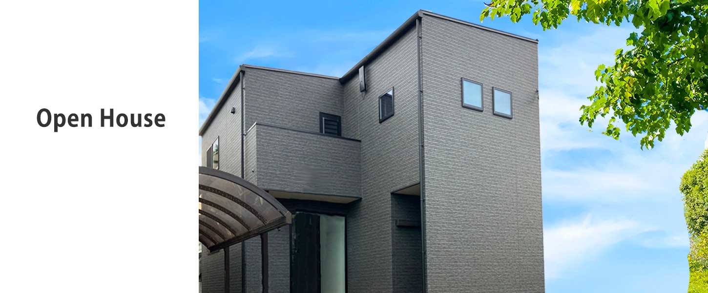 コンパクトながら収納充実な家。グレーのL字形の家。八幡西区のOpen　House,2023年11月開催。苅田町の工務店、ヤスナグデザインホーム。